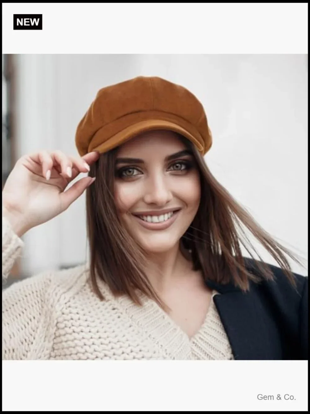 Vintage 8 Panel Newsboy Cap Cabbie Hat Adjustable